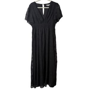 Baltic Born Women's Evelyn Maxi‎ Dress Textured Floral Black XL